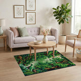 Vibrant Dinosaur Jungle Forest Area Rug