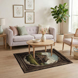 Rustic Farmhouse Cabin in Distressed Frame Rug