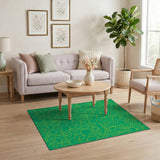 Vibrant Green Circuit Board Geometric Area Rug