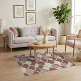 Pink Scallop Wave Geometric Area Rug