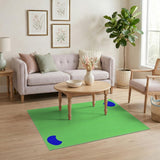 Mint Green Textured Area Rug with Blue Organic Shapes