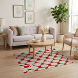 Bold Red Geometric Octagon Area Rug