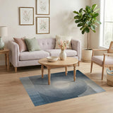 Blue Concentric Circle Geometric Area Rug