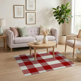 Red Red Gingham Plaid Farmhouse Area Rug