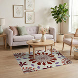 Maroon Purple Abstract Floral Area Rug