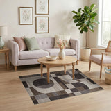 Modern Geometric Brown Tan Abstract Area Rug