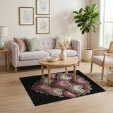 Pink Lace Hearts Roses Area Rug
