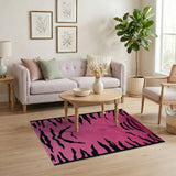 Bold Pink Tiger Stripe Shag Area Rug