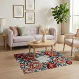 Pink Peony Wreath Vintage Area Rug