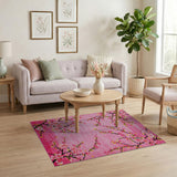 Vibrant Pink Cherry Blossom Branch Area Rug