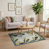 Colorful Birds on Branches Floral Rug