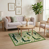 Playful Green Crocodile Kids Area Rug
