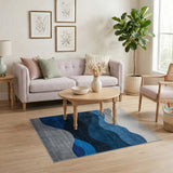 Abstract Blue Wave Mountain Area Rug