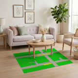 Green Green Highway Interchange Geometric Area Rug