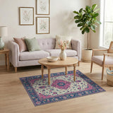 Pink Navy Traditional Persian Area Rug