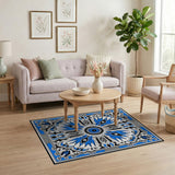 Blue Starburst Geometric Area Rug