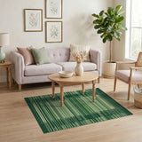 Modern Green Geometric Stripe Area Rug