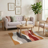 Multi-color and Patterns Wavy Abstract Multi-Color Area Rug