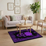 Purple Pixel Devil Skull Gothic Area Rug