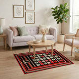 Red Backgammon Dice Geometric Area Rug