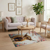 Shaggy Highland Cow Cherry Blossom Area Rug