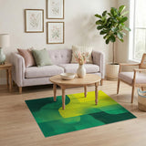Vibrant Yellow Green Wavy Geometric Area Rug