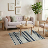 Navy Stripe Swirl Area Rug