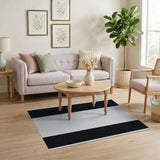 Bold Black White Striped Geometric Modern Area Rug