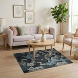 Blue Teal Smoky Peeling Paint Area Rug