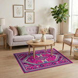 Vibrant Pink Southwestern Geometric Rug