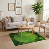 Layered Green Leaf Textured Area Rug