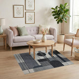 Grey Modern Geometric Abstract Grey Area Rug
