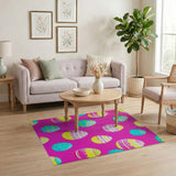 Playful Easter Egg Scatter Pink Area Rug
