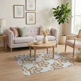 Golden Leaf Floral Pattern Area Rug