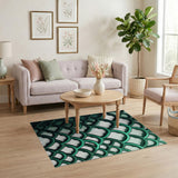Green Arched Wave Geometric Area Rug