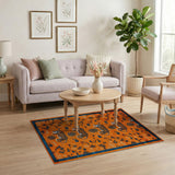 Vibrant Orange Tiger Tribal Area Rug