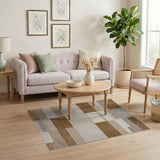 Brown and Tan Modern Brown Tan Geometric Block Area Rug