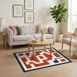 Red Geometric Modern Area Rug