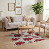 Red Pine Tree Fern Silhouette Area Rug
