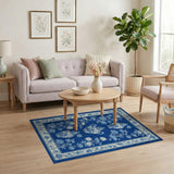Blue Chinoiserie Porcelain Vases Hydrangea Rug