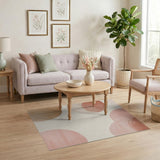 Blush Pink Overlapping Circles Abstract Area Rug