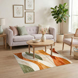 Orange Abstract Area Orange Abstract Wave Area Rug