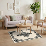 Ornate Black White Persian Medallion No. 31 Rug