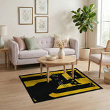 Bold Black Cats on Yellow Geometric Area Rug