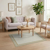 Beige and Neutral Beige Greek Key Border Area Rug