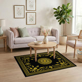 Ornate Gold Sunflower Area Rug