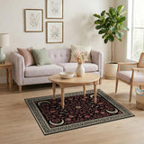 Black Crimson Floral Persian Area Rug