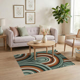 Layered Arch Leaf Multi-Color Geometric Area Rug