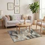 Beige and Neutral Modern Abstract Geometric Area Rug