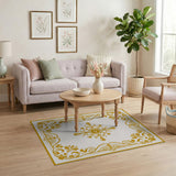 Ornate Gold Floral Medallion Rug